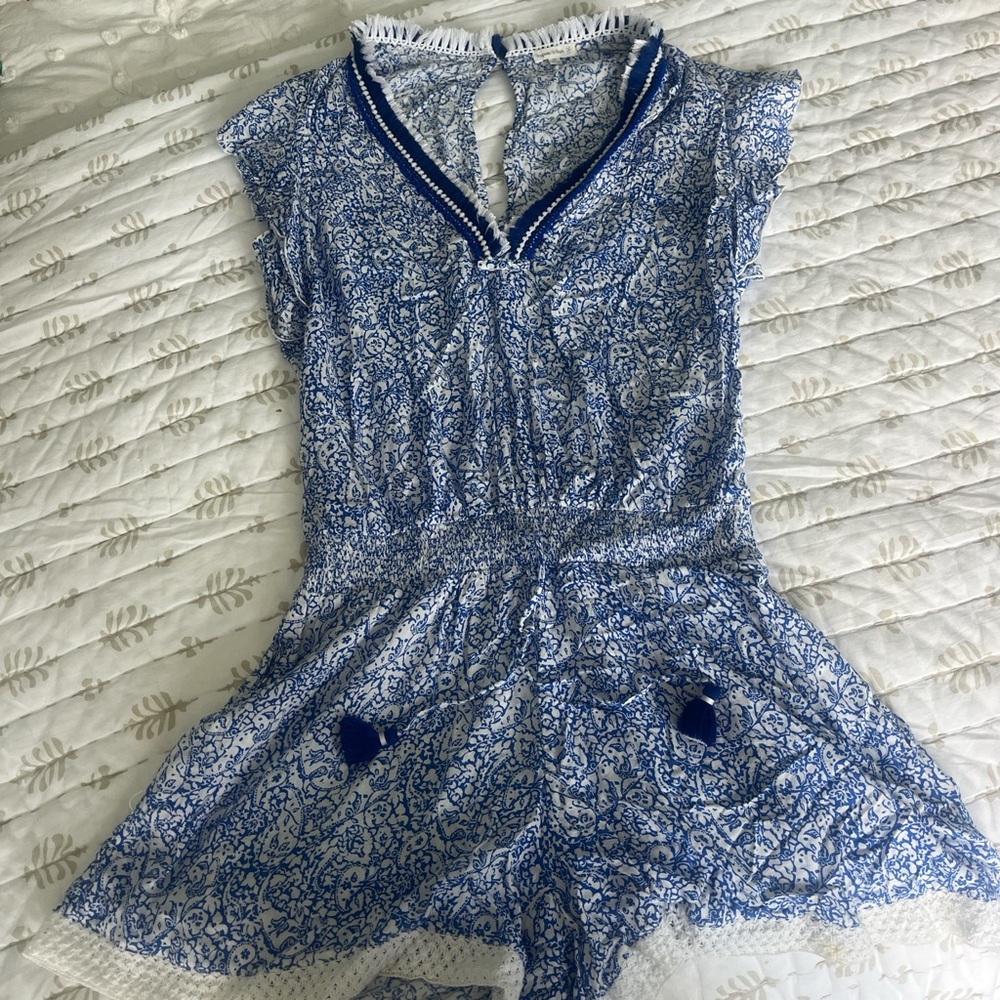 Poupette St Barth Blue and White Jumpsuit